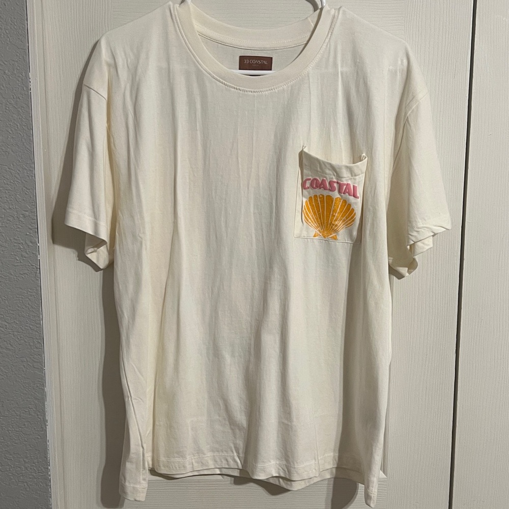 Cream Graphic T-Shirt with Pocket